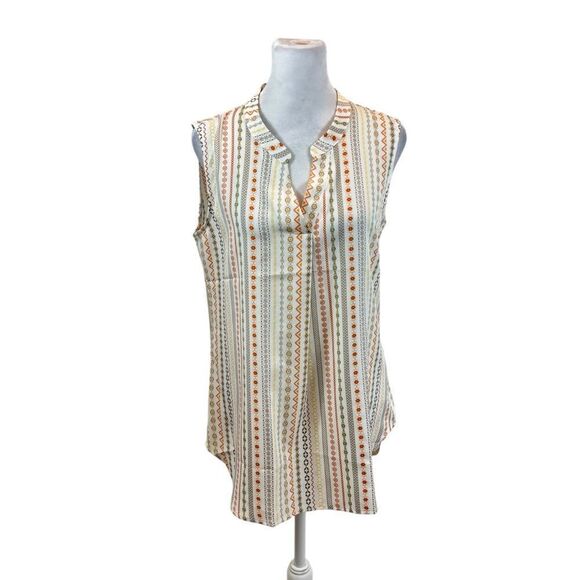 Brand new with Tags Timeson Brand V Neck Sleeveless Blouse Boho Print Small - Picture 3 of 12